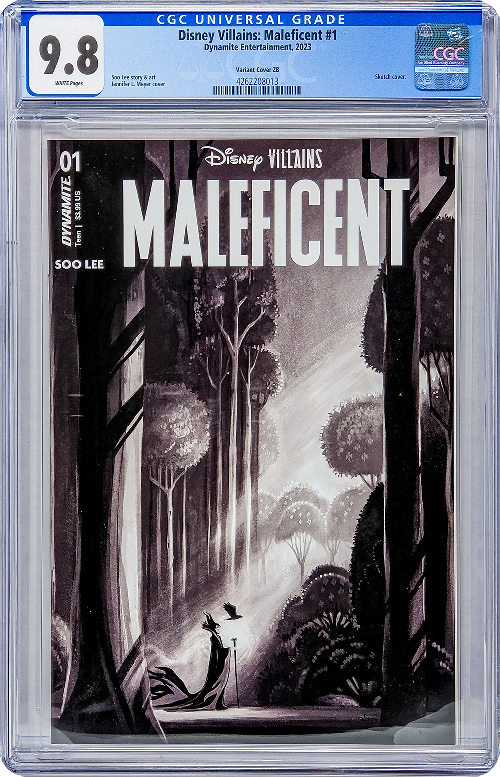 Disney Villains Maleficent #1 1:10 Meyer B&W Variant Cover ZB CGC Universal 9.8 GalaxyCon