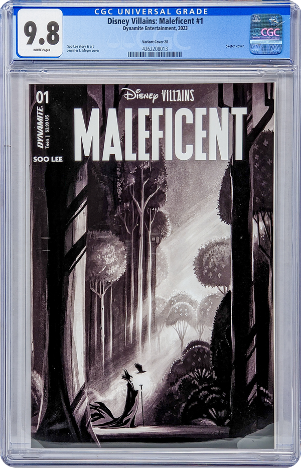 Disney Villains Maleficent #1 1:10 Meyer B&W Variant Cover ZB CGC Universal 9.8 GalaxyCon