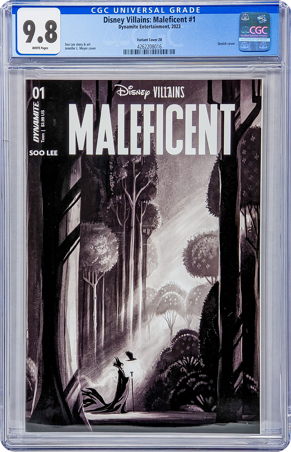 Disney Villains Maleficent #1 1:10 Meyer B&W Variant Cover ZB CGC Universal 9.8 GalaxyCon