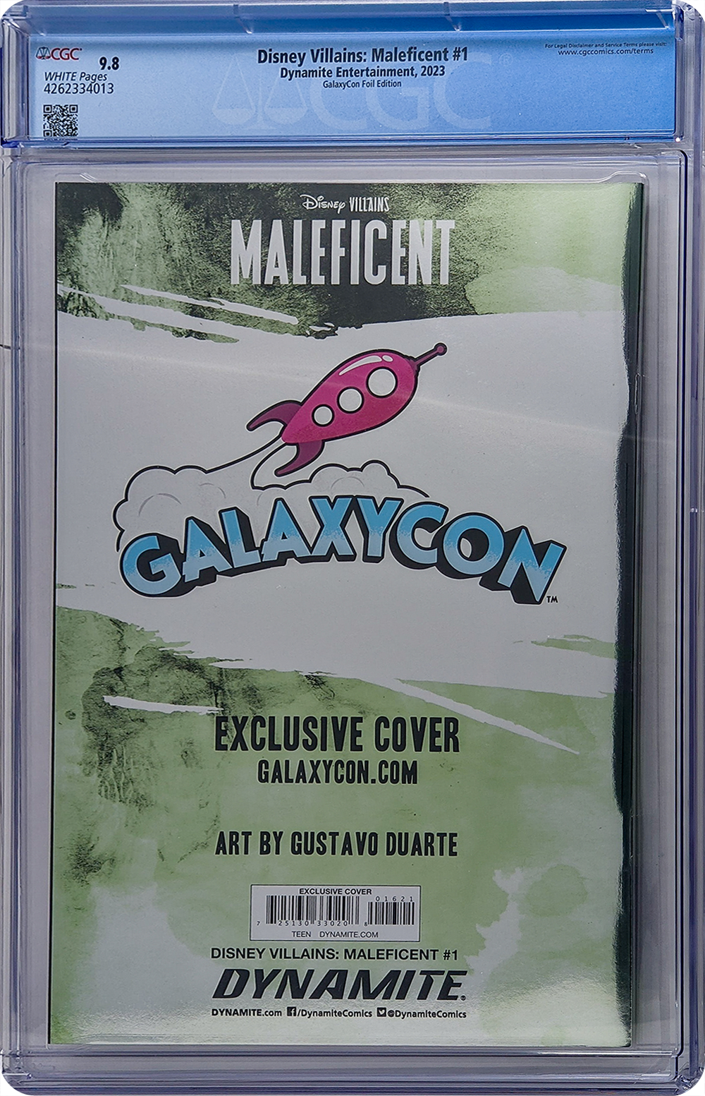 Disney Villains: Maleficent #1 Dynamite Entertainment GalaxyCon Foil Edition CGC Universal 9.8 GalaxyCon