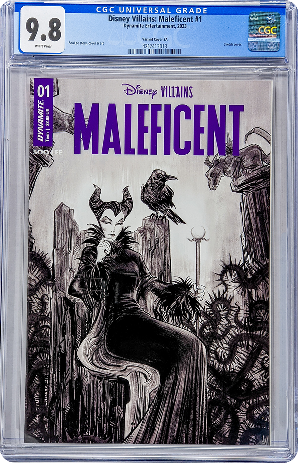 Disney Villains Maleficent #1 1:10 Lee B&W Variant CGC Universal 9.8 GalaxyCon