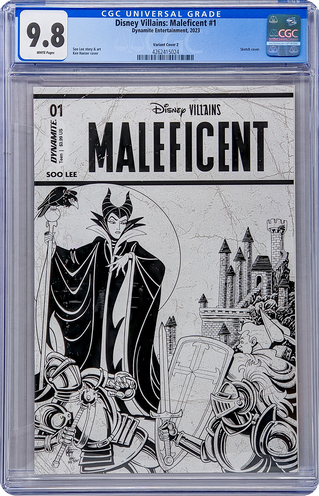 Disney Villains Maleficent #1 1:7 Haeser B&W Variant CGC Universal 9.8 GalaxyCon