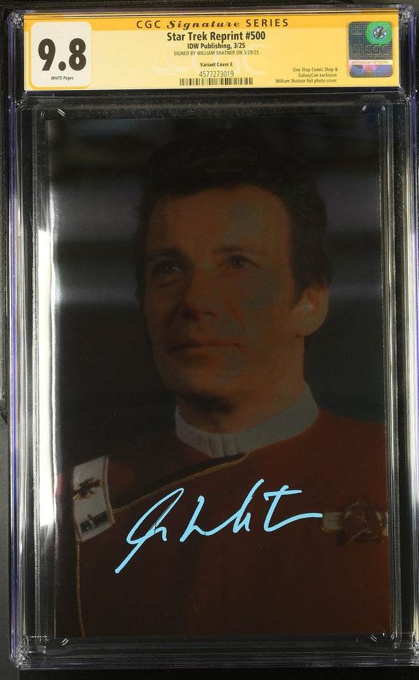 STAR TREK #500 "ADMIRAL KIRK" GALAXYCON FOIL PHOTO VARIANT CGC SS 9.8 Signed by: William Shatner