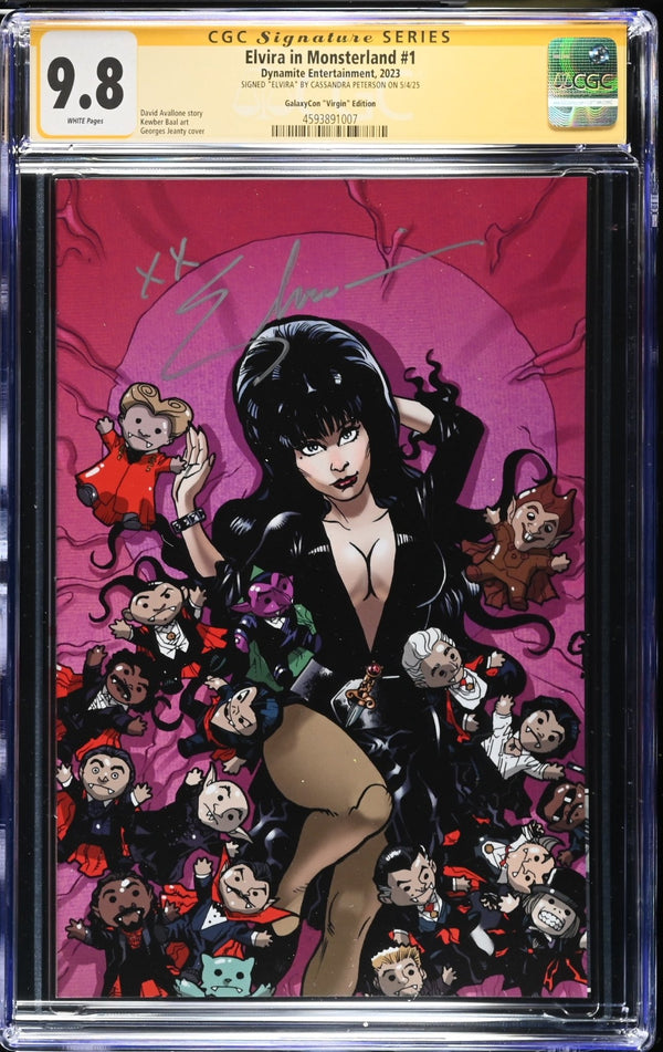 Elvira In Monsterland #1 GalaxyCon Jeanty Exclusive Virgin Variant CGC SS 9.8 Signed by: Cassandra Peterson