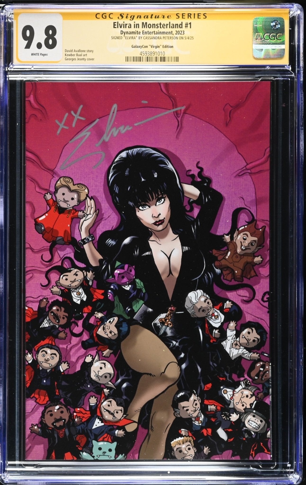 Elvira In Monsterland #1 GalaxyCon Jeanty Exclusive Virgin Variant CGC SS 9.8 Signed by: Cassandra Peterson