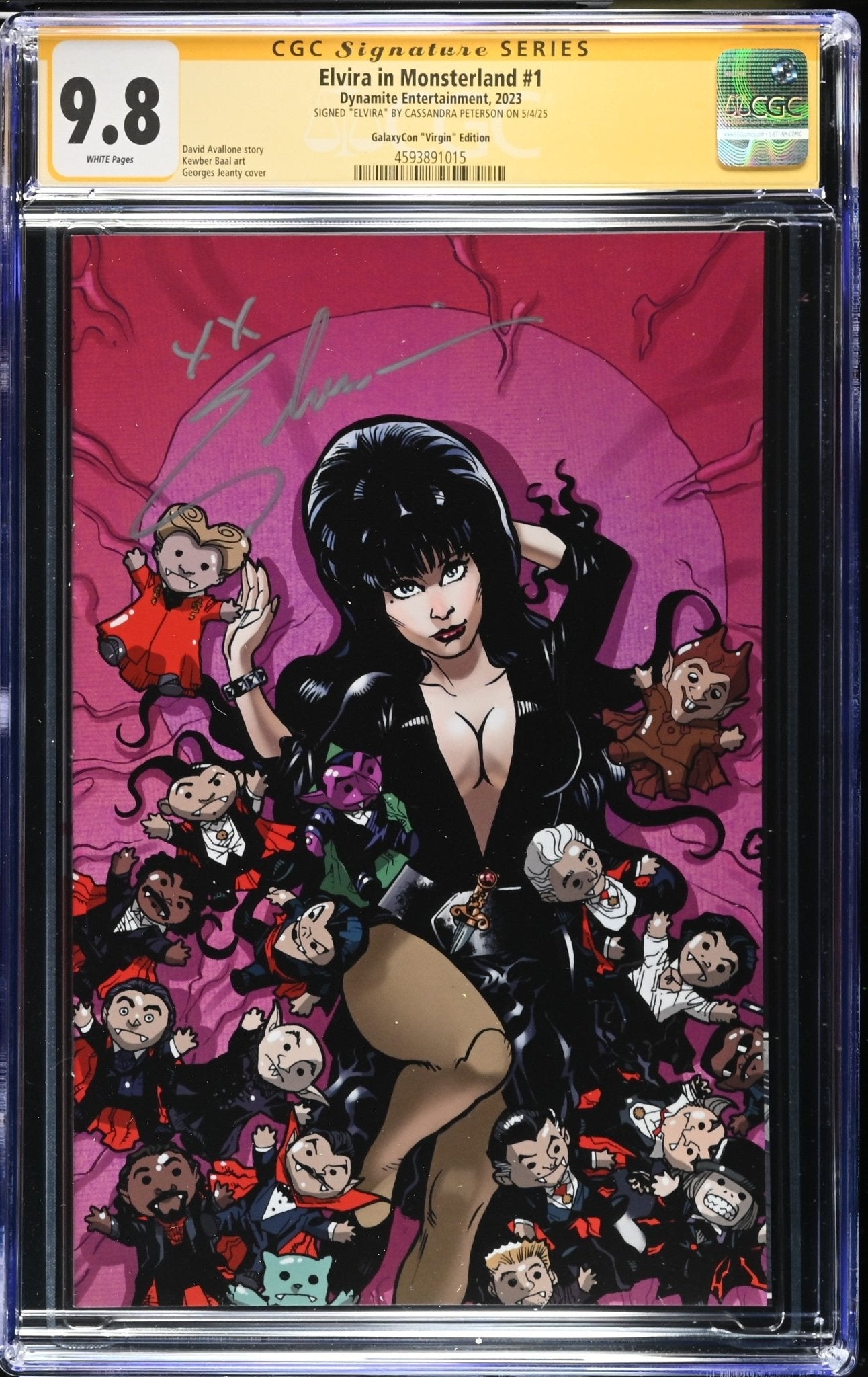Elvira In Monsterland #1 GalaxyCon Jeanty Exclusive Virgin Variant CGC SS 9.8 Signed by: Cassandra Peterson