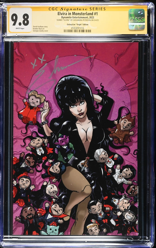 Elvira In Monsterland #1 GalaxyCon Jeanty Exclusive Virgin Variant CGC SS 9.8 Signed by: Cassandra Peterson