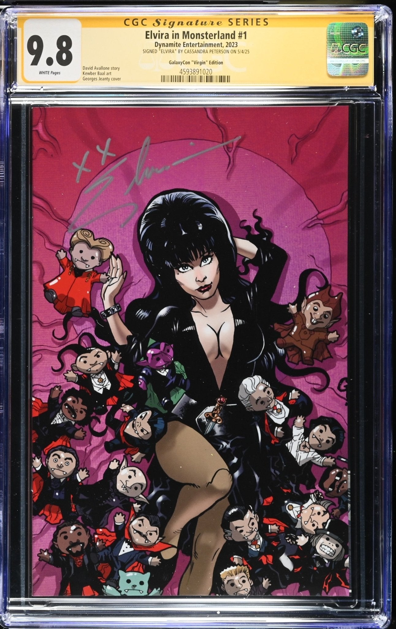 Elvira In Monsterland #1 GalaxyCon Jeanty Exclusive Virgin Variant CGC SS 9.8 Signed by: Cassandra Peterson