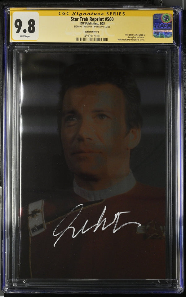 STAR TREK #500 "ADMIRAL KIRK" GALAXYCON FOIL PHOTO VARIANT CGC SS 9.8 Signed by: William Shatner