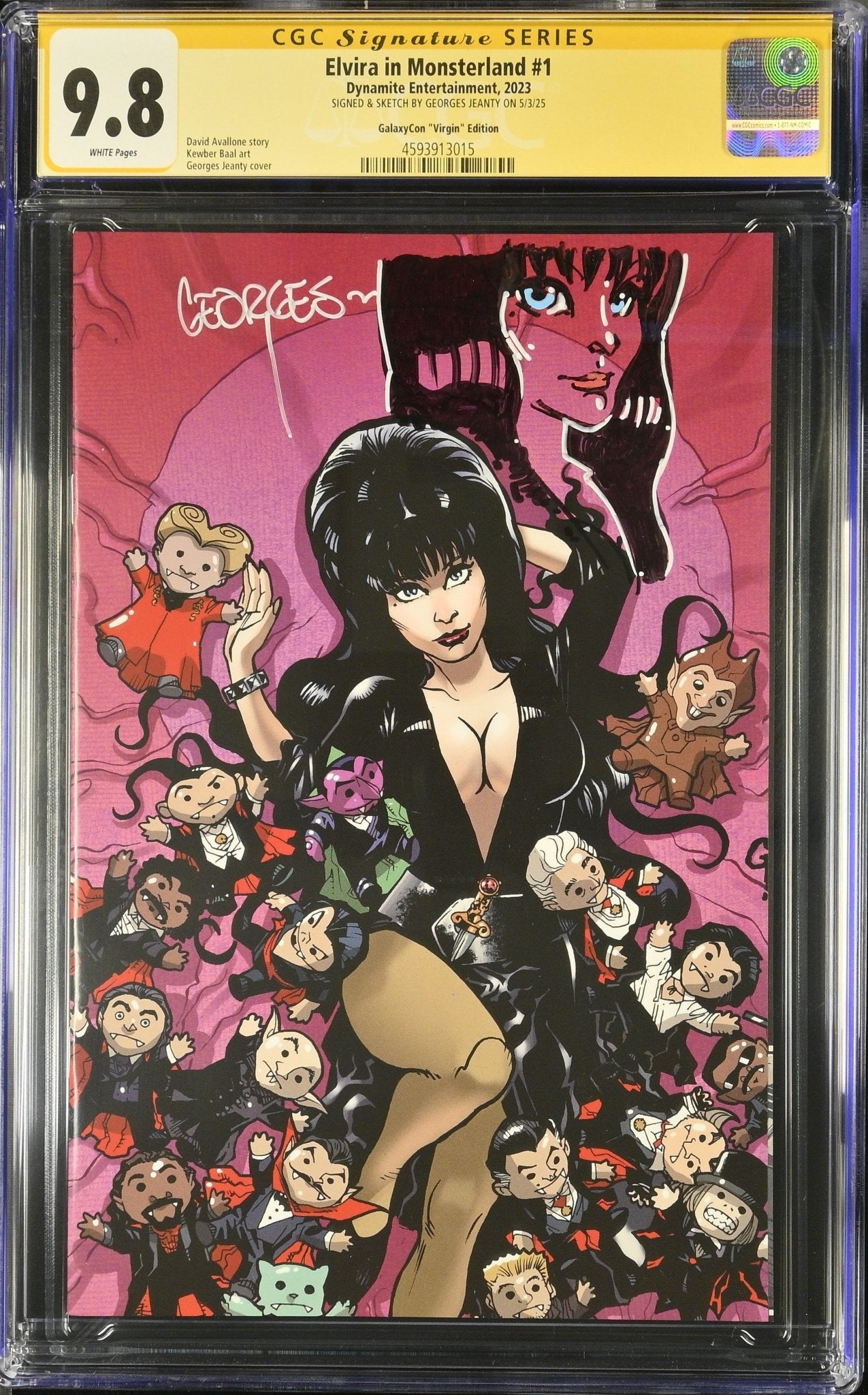 Elvira In Monsterland #1 CGC SS 9.8 NM/Mint Signed & Sketched by Georges Jeanty