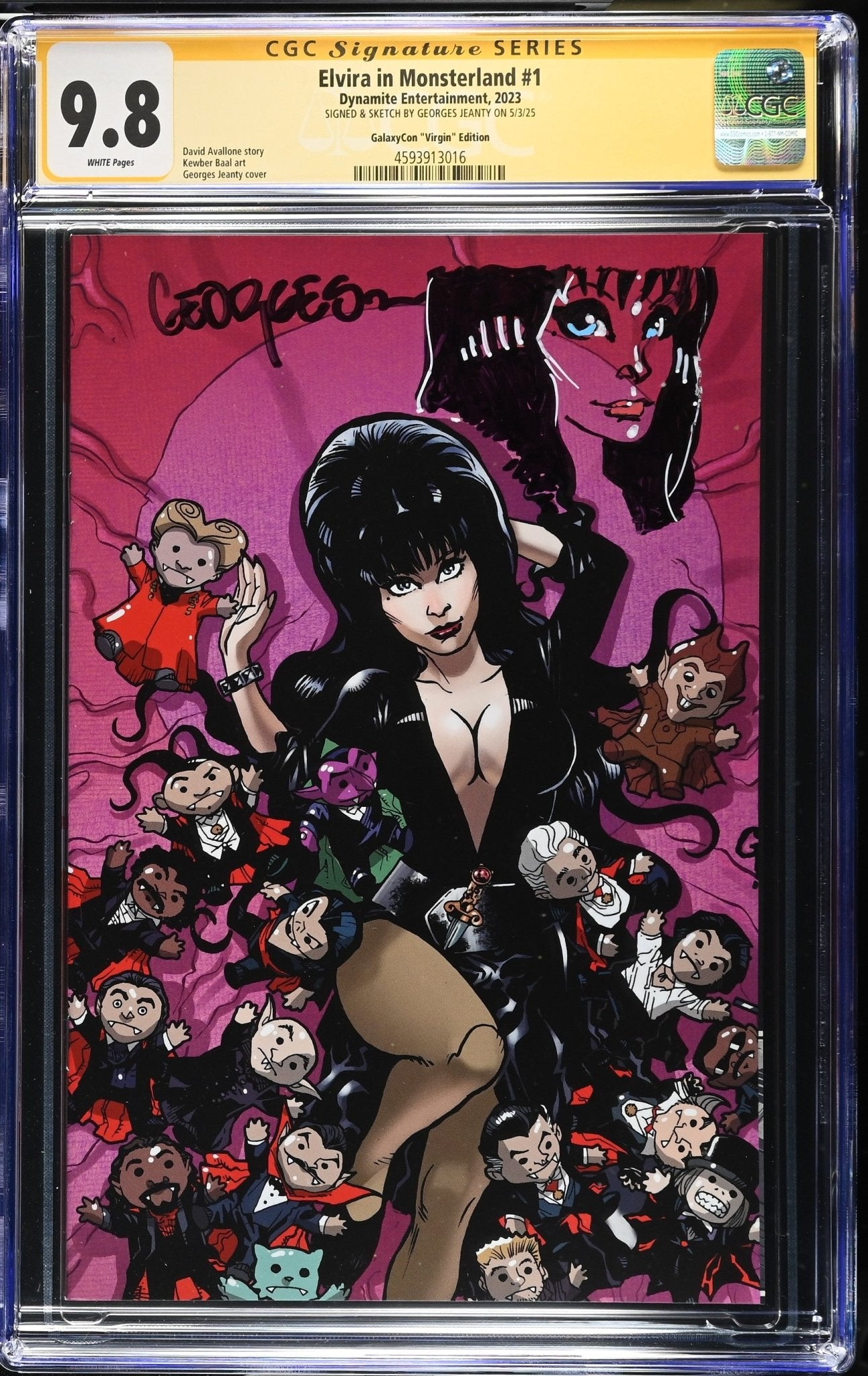 Elvira In Monsterland #1 CGC SS 9.8 NM/Mint Signed & Sketched by Georges Jeanty