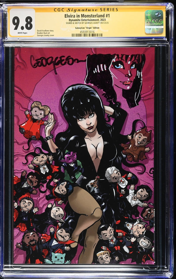 Elvira In Monsterland #1 CGC SS 9.8 NM/Mint Signed & Sketched by Georges Jeanty