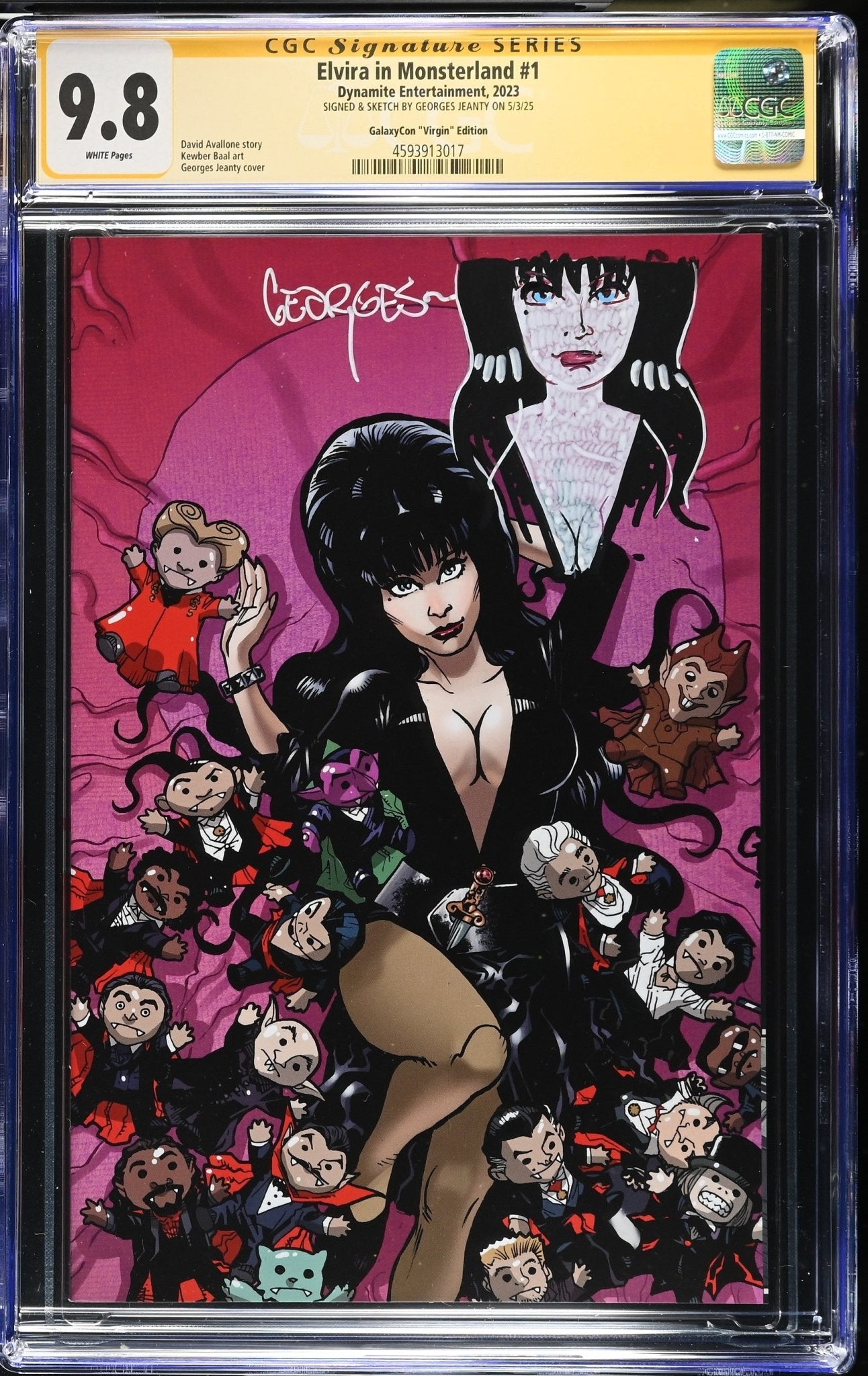 Elvira In Monsterland #1 CGC SS 9.8 NM/Mint Signed & Sketched by Georges Jeanty