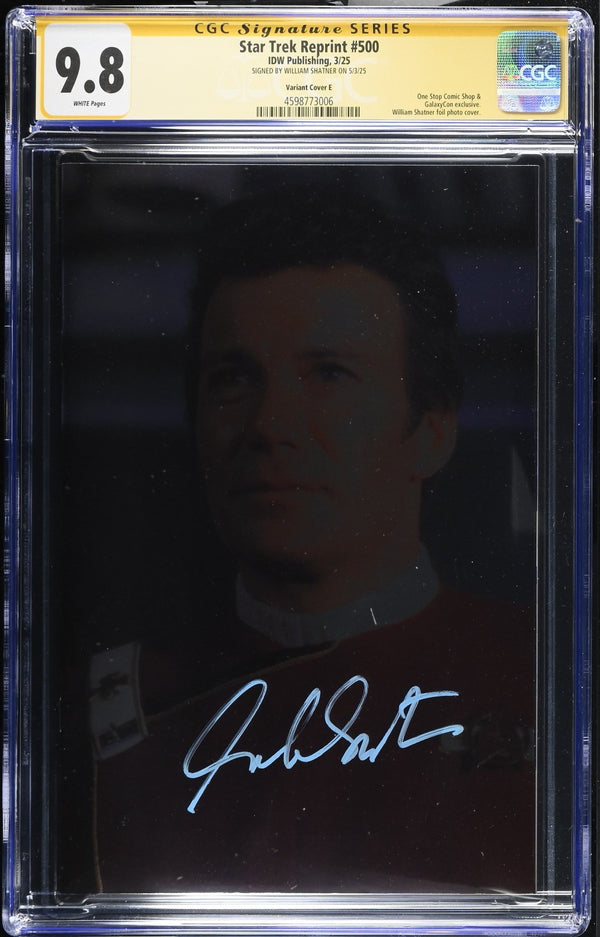 STAR TREK #500 "ADMIRAL KIRK" GALAXYCON FOIL PHOTO VARIANT CGC SS 9.8 Signed by: William Shatner