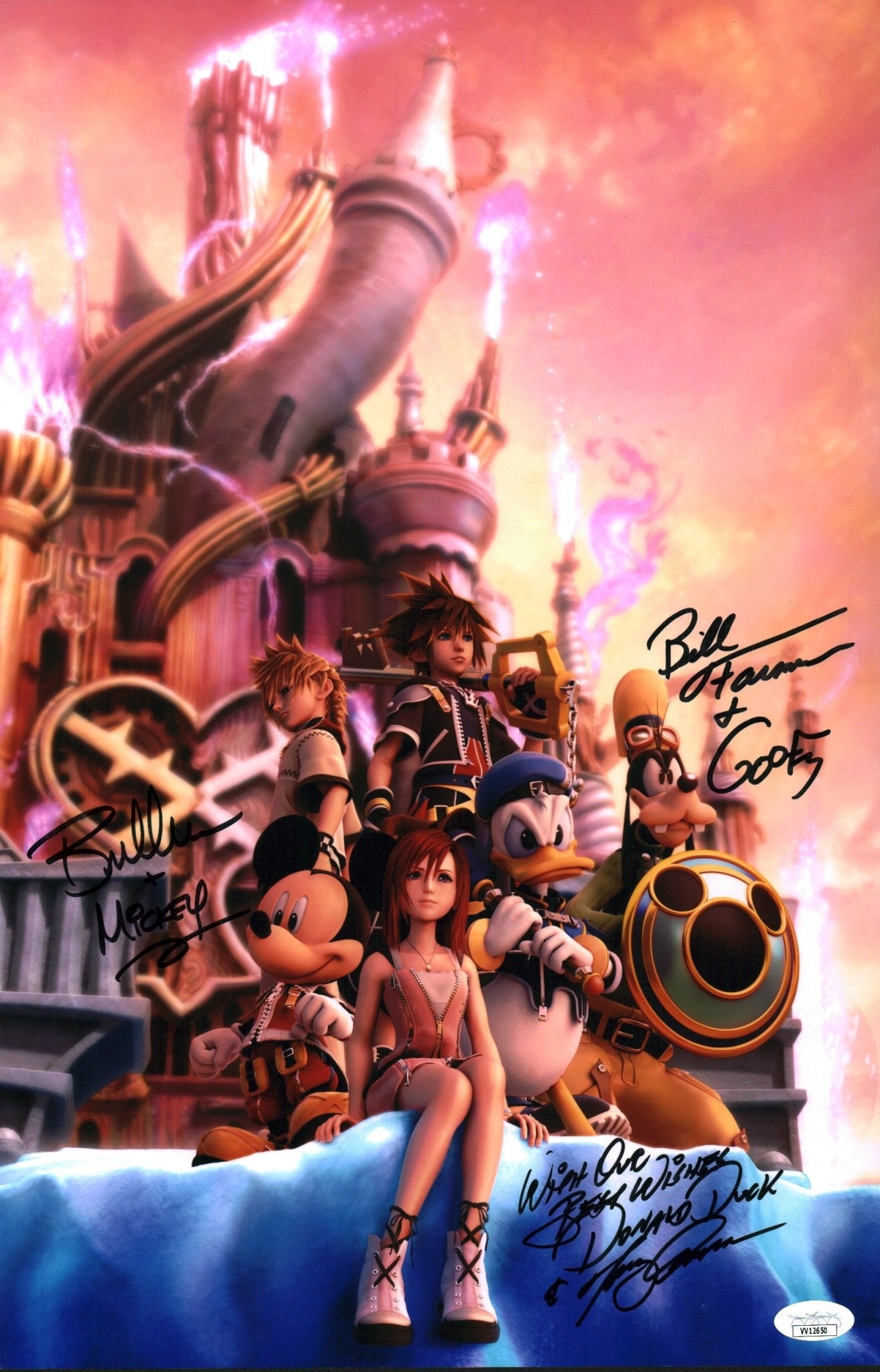 Disney Kingdom Hearts II 11x17 Photo Poster Cast x3 Signed Anselmo, Farmer, Iwan JSA Certified Autograph