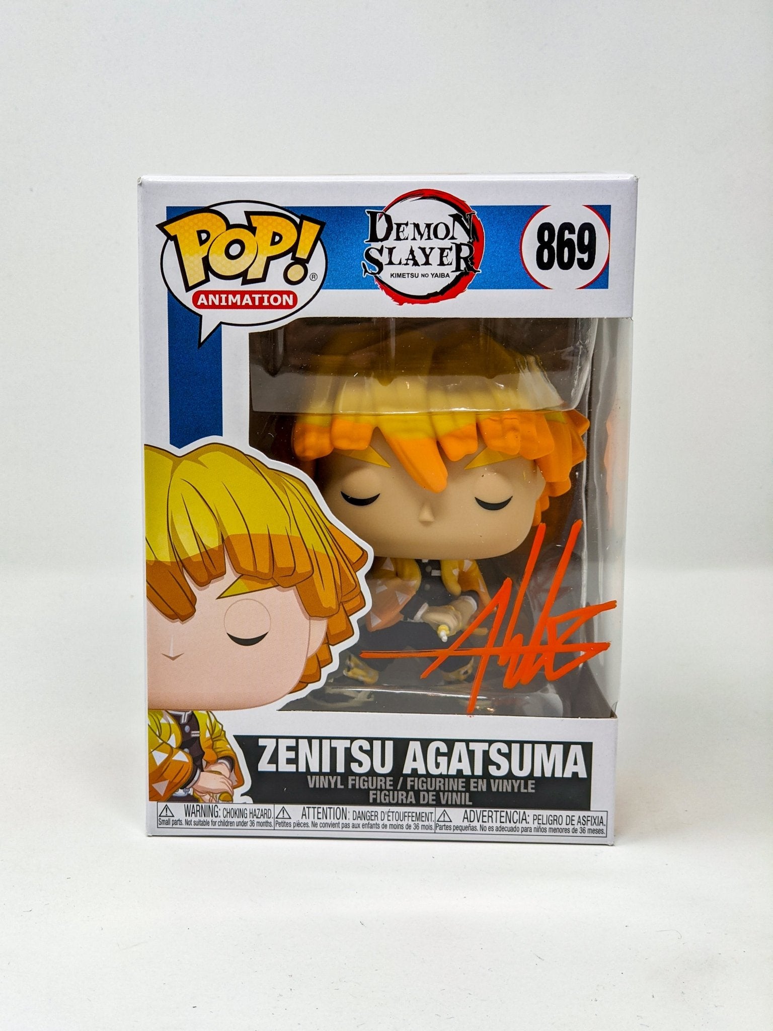 Aleks Le Demon Slayer Zenitsu Agatsuma #869 Signed Funko Pop JSA Certified Autograph