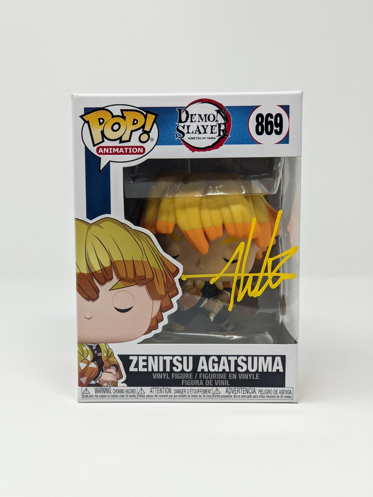Aleks Le Demon Slayer Zenitsu Agatsuma #869 Signed Funko Pop JSA Certified Autograph