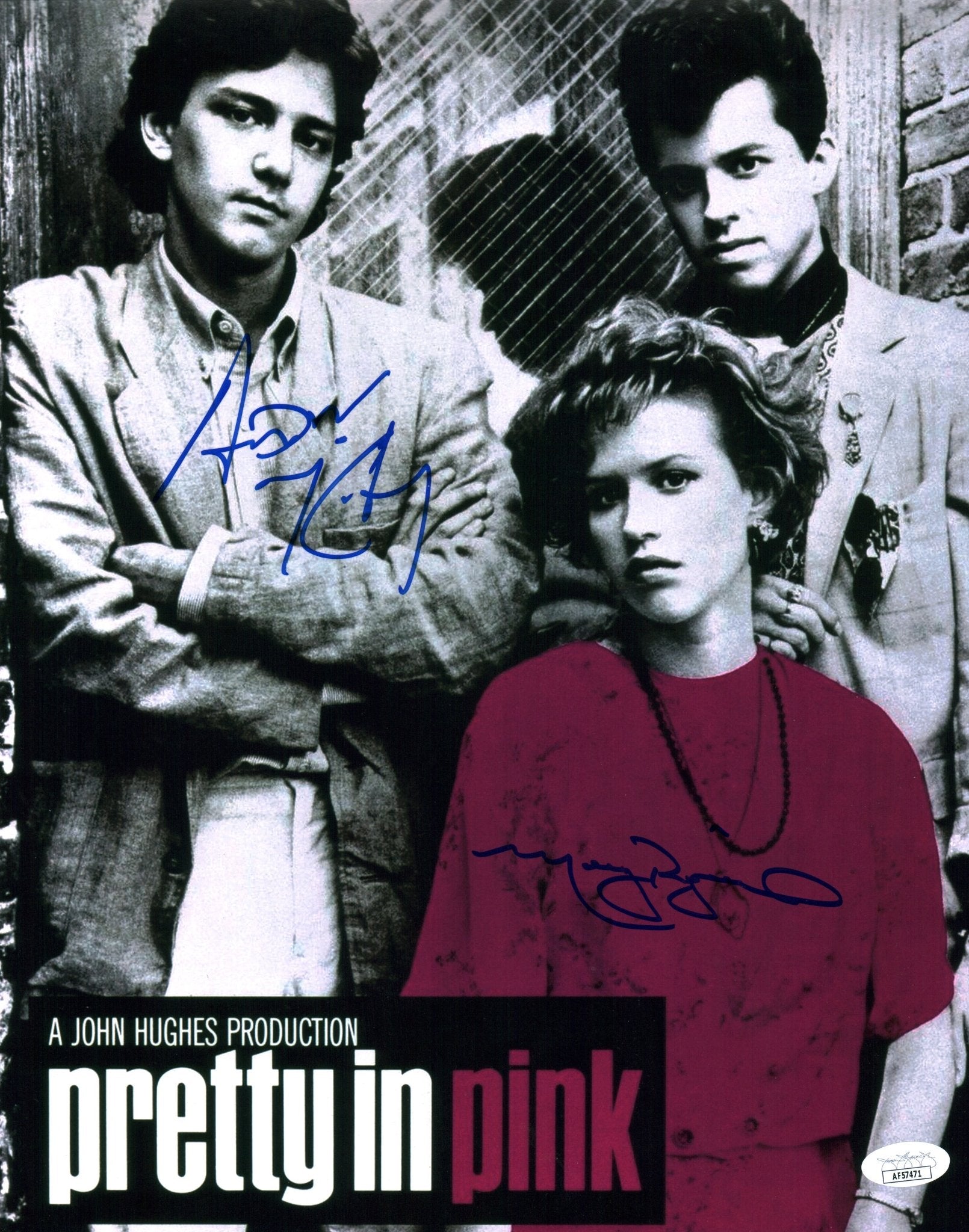 Pretty in Pink 11x14 Mini Poster Cast x2 Signed McCarthy Ringwald JSA Certified Autograph