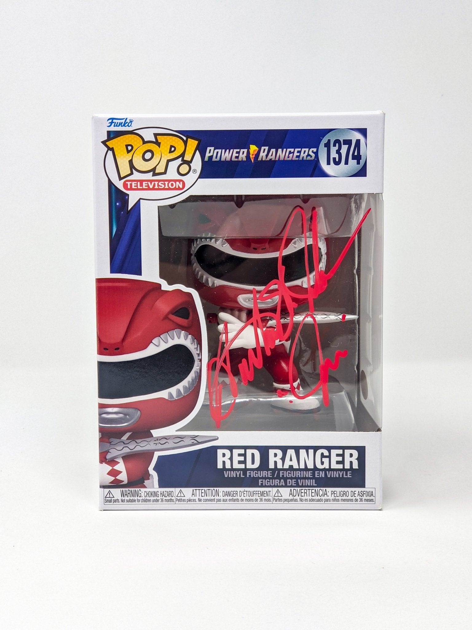 Austin St John Power Rangers Red Ranger #1374 Signed Funko Pop JSA Cer