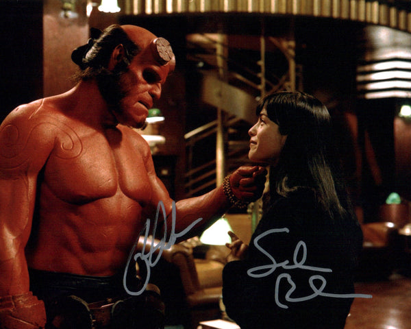 Hellboy 8x10 Photo Cast x2 Signed Selma Blair, Ron Perlman JSA Certified Autograph