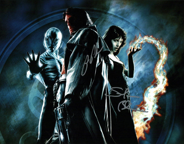 Hellboy 11x14 Photo Poster Cast x2 Signed Selma Blair, Ron Perlman JSA Certified Autograph