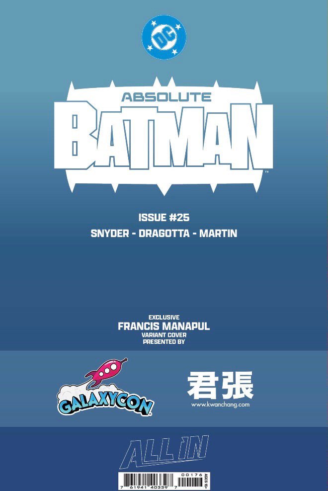 Absolute Batman #25 GalaxyCon Exclusive Francis Manapul Virgin Foil Variant Comic Book