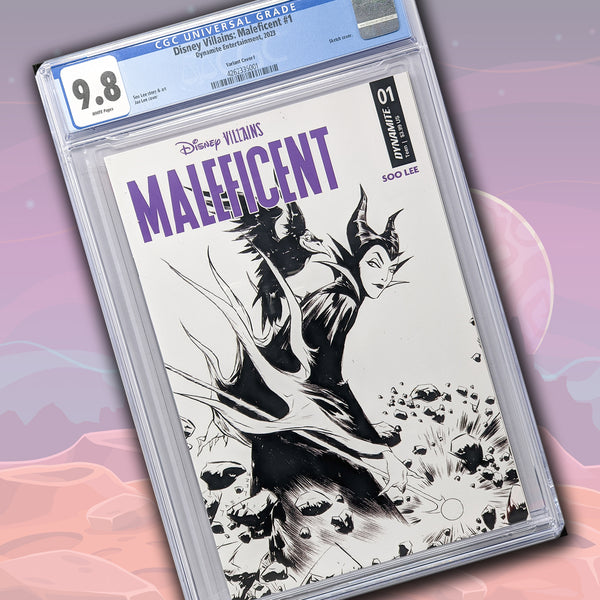 Disney Villains Maleficent #1 1:15 Lee B&W Variant CGC Universal 9.8