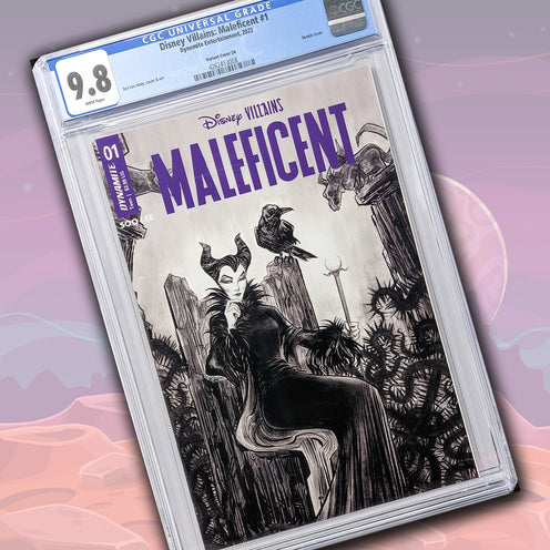 Disney Villains Maleficent #1 1:10 Lee B&W Variant CGC Universal 9.8
