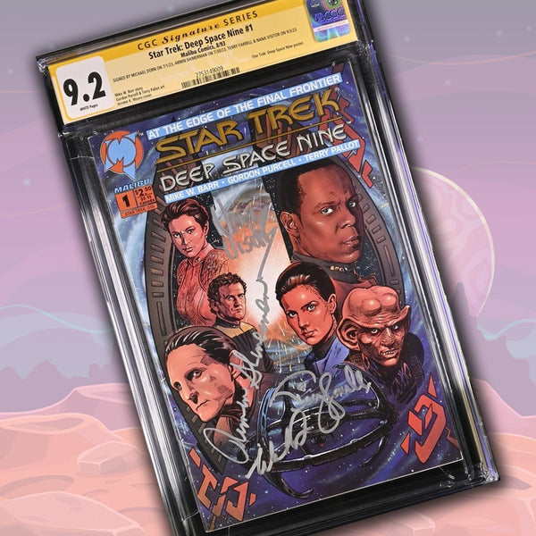 Star Trek: Deep Space Nine #1 Malibu Comics CGC Signature Series 9.2 Cast x4 Signed Dorn, Shimerman, Farrell, Visitor GalaxyCon