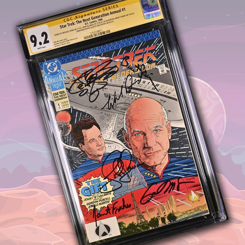 Star Trek The Next Generation Annual #1 DC Comics CGC Signature Series 9.2 Cast x6 Signed Dorn, DeLanice, Burton, Spiner, Frakes, McFadden