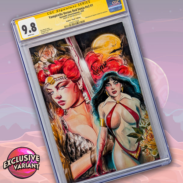 Vampirella Vs. Red Sonja #v2 #1 GalaxyCon Exclusive Virgin Variant CGC Signature Series 9.8 Signed Suspiria GalaxyCon