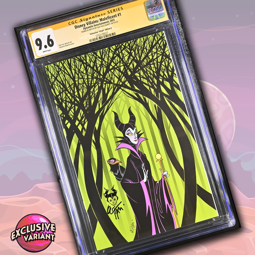 Disney Villains Maleficent #1 GalaxyCon Exclusive Virgin Variant Edition A CGC SS 9.6 Signed & Sketch by Duarte