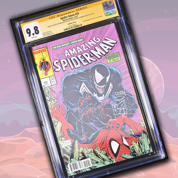 Spider-Gwen #25 Marvel Comics Lenticular Cover CGC Signature Series 9.8 Signed Rodriguez, Bagley