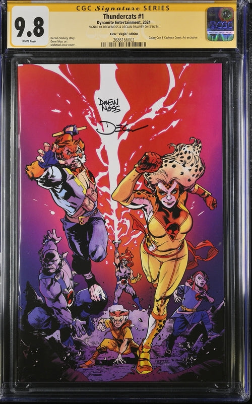 Thundercats #1 Asrar Virgin Variant Cover GalaxyCon Exclusive CGC Signature Series 9.8 x2 Signed Moss, Shalvey