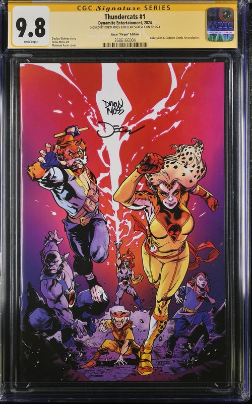 Thundercats #1 Asrar Virgin Variant Cover GalaxyCon Exclusive CGC Signature Series 9.8 x2 Signed Moss, Shalvey