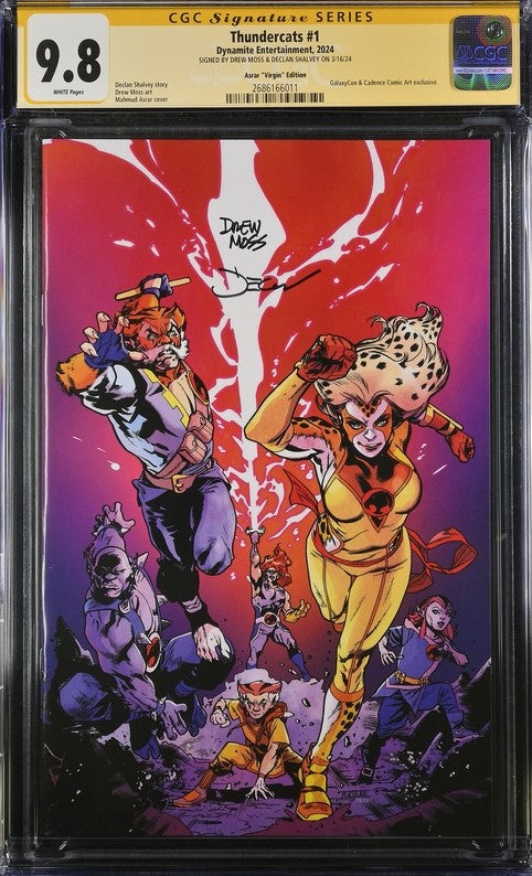 Thundercats #1 Asrar Virgin Variant Cover GalaxyCon Exclusive CGC Signature Series 9.8 x2 Signed Moss, Shalvey