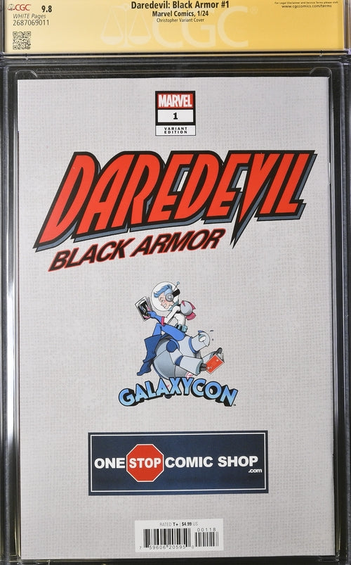 Daredevil: Black Armor #1 Marvel Comics Galxycon Exclusive Christopher Variant CGC Signature Series 9.8 Signed Chichester, Christopher GalaxyCon