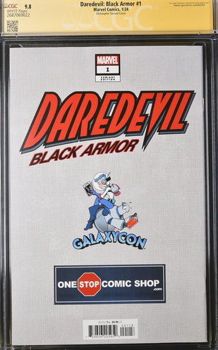 Daredevil: Black Armor #1 Marvel Comics Galxycon Exclusive Christopher Variant CGC Signature Series 9.8 Signed Chichester, Christopher GalaxyCon