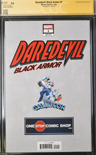 Daredevil: Black Armor #1 Marvel Comics Galxycon Exclusive Christopher Variant CGC Signature Series 9.8 Signed Chichester, Christopher GalaxyCon