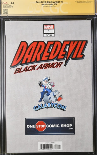 Daredevil: Black Armor #1 Marvel Comics Galxycon Exclusive Christopher Variant CGC Signature Series 9.8 Signed & Sketch by Charlie Cox, Signed Vincent D'Onofrio GalaxyCon