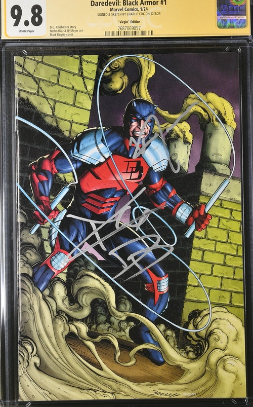 Daredevil: Black Armor #1 Marvel Comics Virgin Edition CGC Signature Series 9.8 Signed & Sketch by Charlie Cox