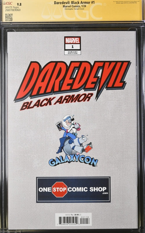 Daredevil: Black Armor #1 Marvel Comics Galxycon Exclusive Christopher Variant CGC Signature Series 9.8 Signed & Sketch by Charlie Cox, Signed Vincent D'Onofrio