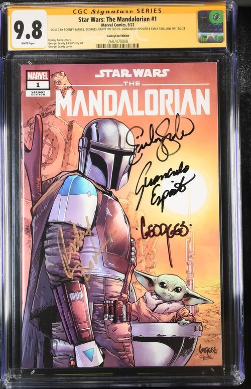 Star Wars: The Mandalorian #1 Galaxycon Exclusive CGC Marvel Comics Signature Series 9.8 x4 Signed Barnes, Jeanty, Esposito, Swallow