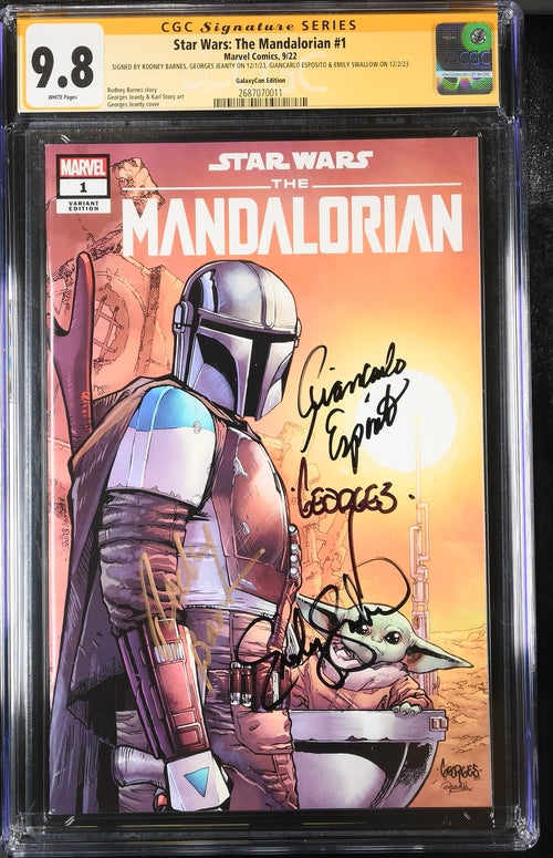 Star Wars: The Mandalorian #1 Galaxycon Exclusive CGC Marvel Comics Signature Series 9.8 x4 Signed Barnes, Jeanty, Esposito, Swallow