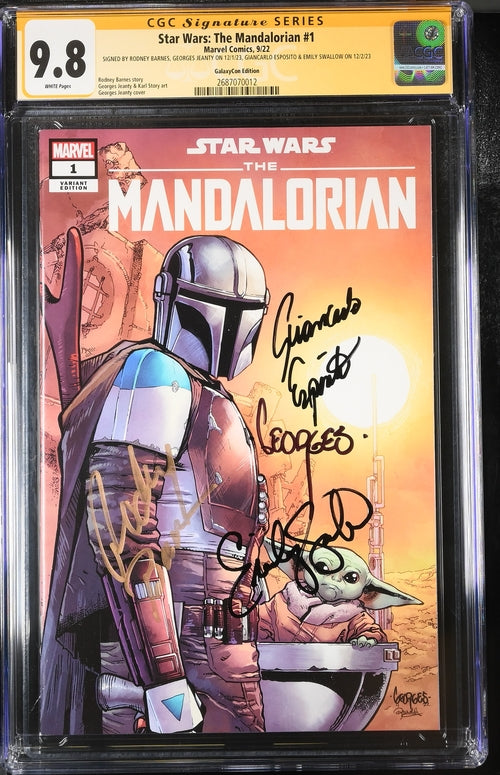 Star Wars: The Mandalorian #1 Galaxycon Exclusive CGC Marvel Comics Signature Series 9.8 x4 Signed Barnes, Jeanty, Esposito, Swallow