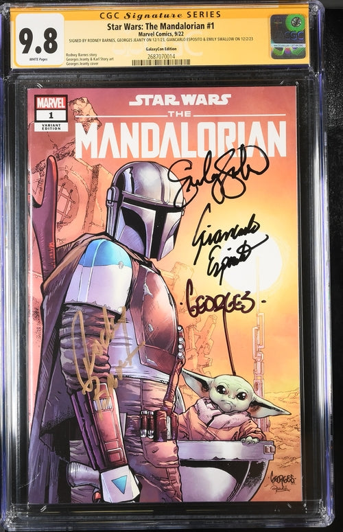 Star Wars: The Mandalorian #1 Galaxycon Exclusive CGC Marvel Comics Signature Series 9.8 x4 Signed Barnes, Jeanty, Esposito, Swallow