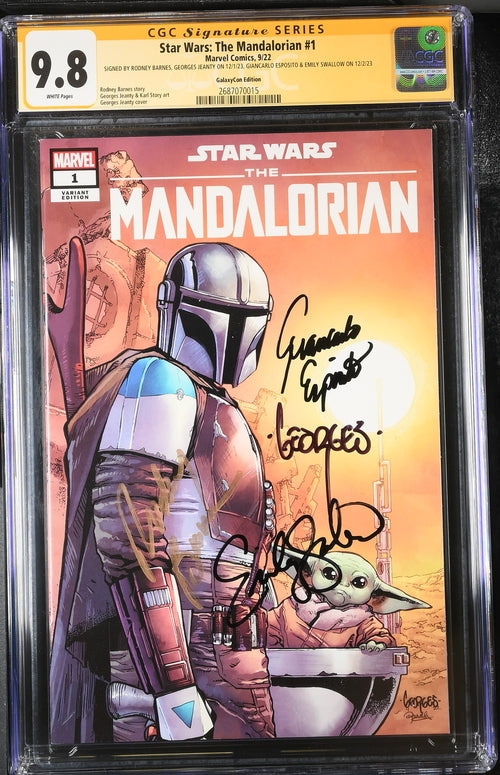 Star Wars: The Mandalorian #1 Galaxycon Exclusive CGC Marvel Comics Signature Series 9.8 x4 Signed Barnes, Jeanty, Esposito, Swallow