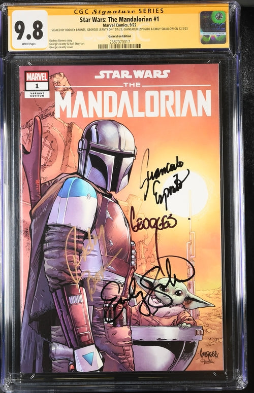 Star Wars: The Mandalorian #1 Galaxycon Exclusive CGC Marvel Comics Signature Series 9.8 x4 Signed Barnes, Jeanty, Esposito, Swallow