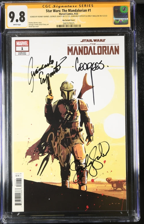 Star Wars: The Mandalorian #1 Aja Variant Marvel Comics CGC Signature Series 9.8 Signed x4 by Barnes, Jeanty, Esposito, Swallow