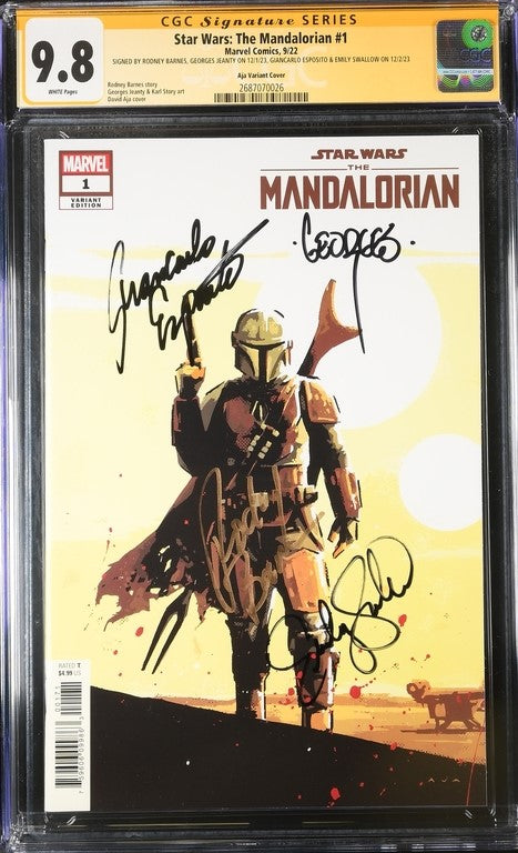 Star Wars: The Mandalorian #1 Aja Variant Marvel Comics CGC Signature Series 9.8 Signed x4 by Barnes, Jeanty, Esposito, Swallow GalaxyCon